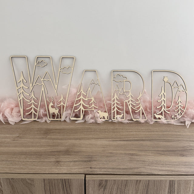 Houten letters - bosdieren - holle letters