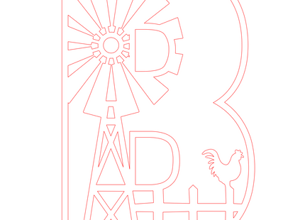 Letter B - boerderij (holle letter)
