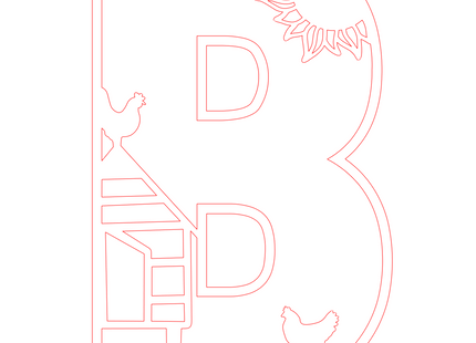 Letter B - boerderij (holle letter)