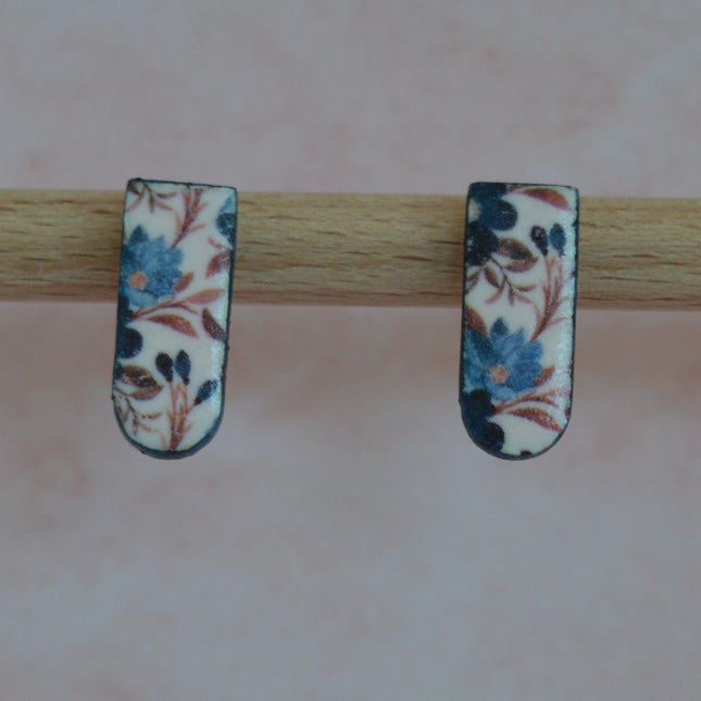 Muse studs - Dark Blue Flowers